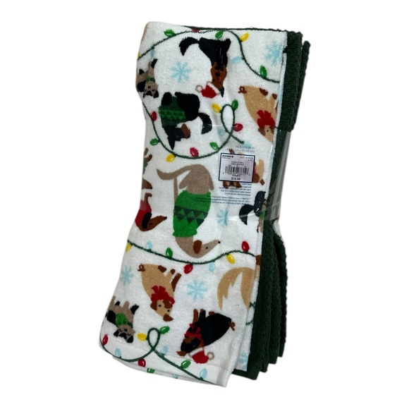 The Big One Festive Christmas Xmas Dog Print Kitchen Towels NWT 5 pack - Picture 4 of 4